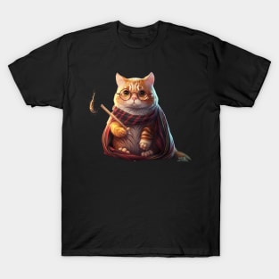 Cute Wand Wizard Cat T-Shirt